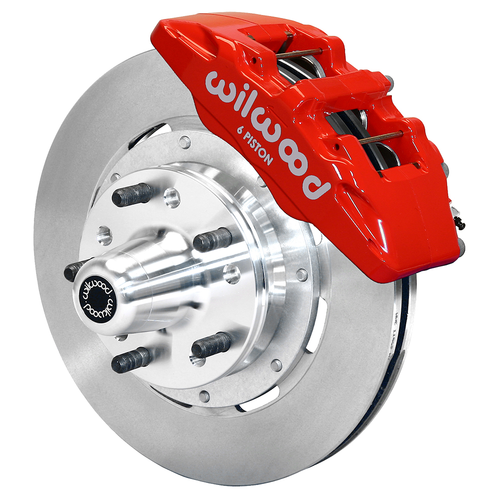 Wilwood Forged Dynapro 6 Big Brake Front Brake Kit (Hub) - Red Powder Coat Caliper - Plain Face Rotor