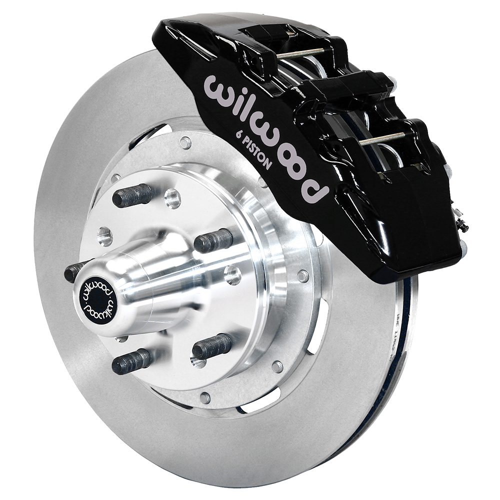 Wilwood Forged Dynapro 6 Big Brake Front Brake Kit (Hub) - Black Powder Coat Caliper - Plain Face Rotor