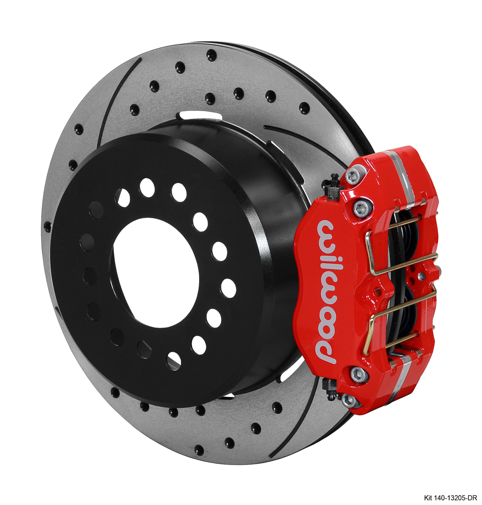 Wilwood Dynapro Dust-Boot Rear Parking Brake Kit - Red Powder Coat Caliper - SRP Drilled & Slotted Rotor