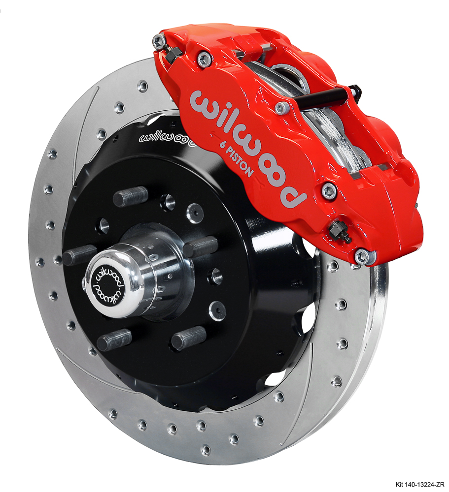 Wilwood Forged Narrow Superlite 6R Big Brake Front Brake Kit (Hub) - Red Powder Coat Caliper - SRP Drilled & Slotted Rotor