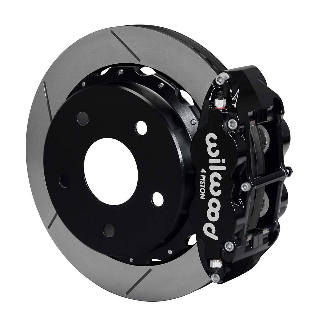 Wilwood Forged Narrow Superlite 4R Big Brake Rear Parking Brake Kit - Black Powder Coat Caliper - GT Slotted Rotor