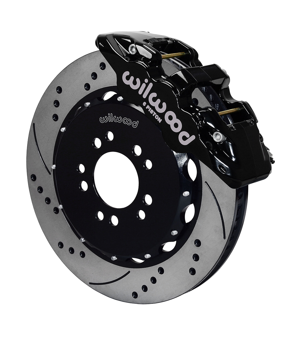 Wilwood AERO6 Big Brake Front Brake Kit - Black Powder Coat Caliper - SRP Drilled & Slotted Rotor