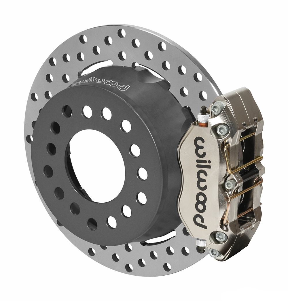 Wilwood Dynapro Dual SA Lug Drive Dynamic Rear Drag Brake Kit - Nickel Plate Caliper - Drilled Rotor
