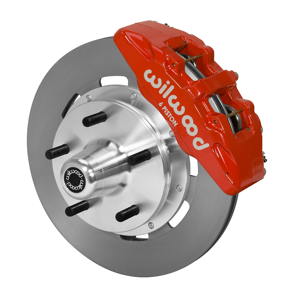 Wilwood Forged Dynapro 6 Big Brake Front Brake Kit (5 x 5 Hub) - Red Powder Coat Caliper - Plain Face Rotor