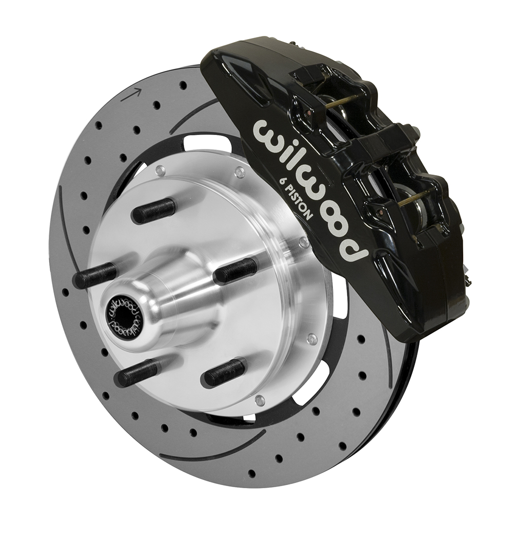 Wilwood Forged Dynapro 6 Big Brake Front Brake Kit (5 x 5 Hub) - Black Powder Coat Caliper - SRP Drilled & Slotted Rotor