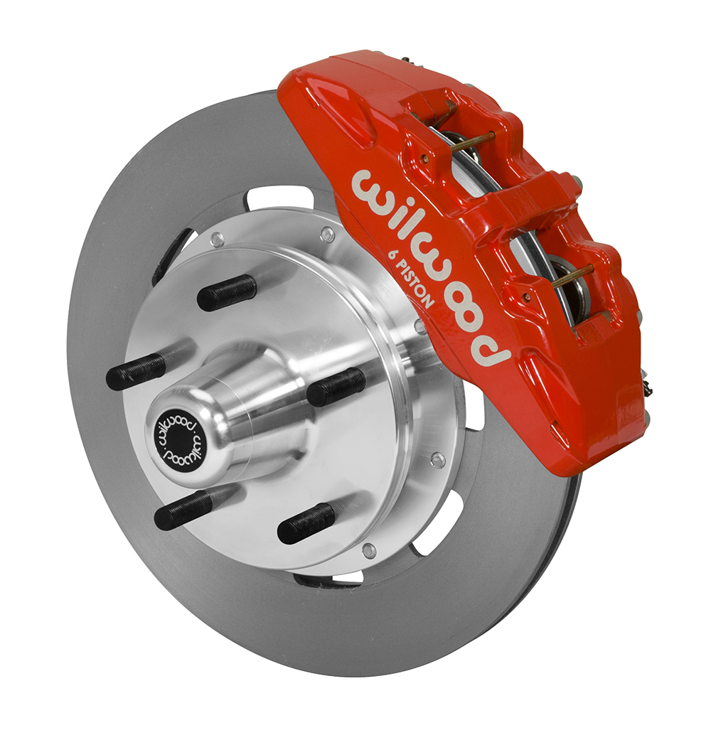 Wilwood Forged Dynapro 6 Big Brake Front Brake Kit (5 x 5 Hub) - Red Powder Coat Caliper - Plain Face Rotor