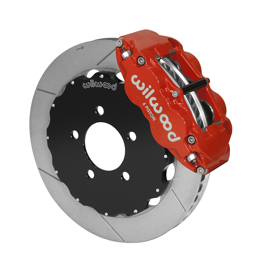 Wilwood Forged Narrow Superlite 6R Big Brake Front Brake Kit (Hat) - Red Powder Coat Caliper - GT Slotted Rotor