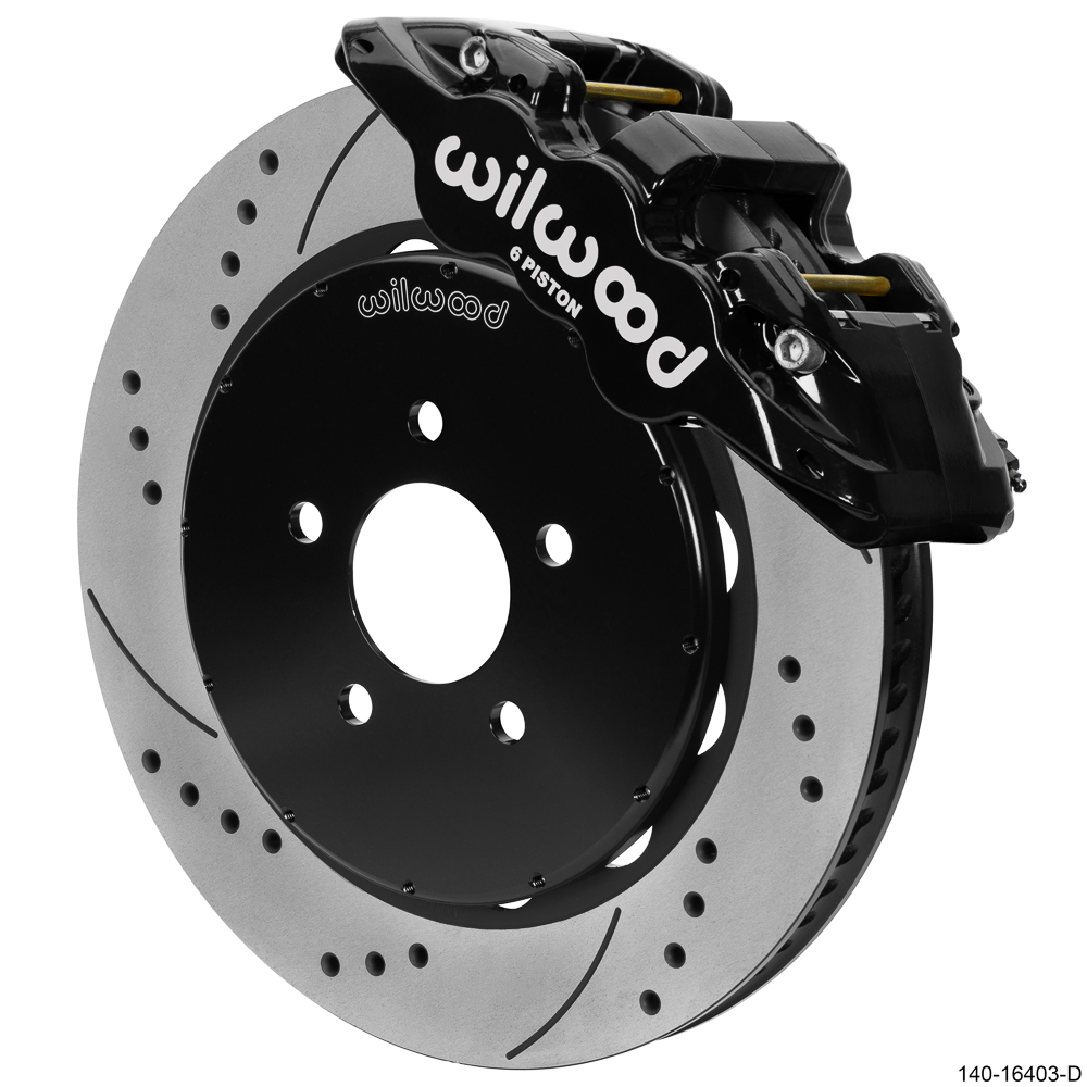 Wilwood AERO6 Big Brake Front Brake Kit - Black Powder Coat Caliper - SRP Drilled & Slotted Rotor