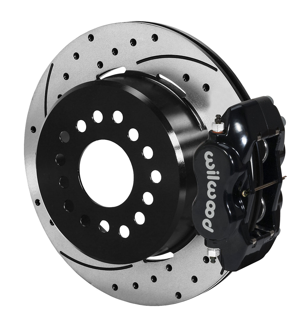 Wilwood Forged Dynalite Rear Parking Brake Kit - Black Powder Coat Caliper - SRP Drilled & Slotted Rotor
