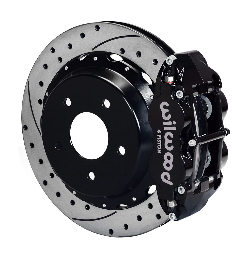 Wilwood Forged Narrow Superlite 4R Big Brake Rear Brake Kit For OE Parking Brake - Black Powder Coat Caliper - SRP Drilled & Slotted Rotor