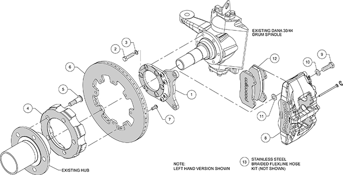 Forged Dynapro 6 Big Brake Front Brake Kit (Hat) Assembly Schematic