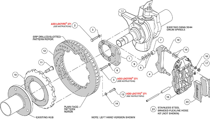 Forged Narrow Superlite 6R Big Brake Front Brake Kit (Hat) Assembly Schematic