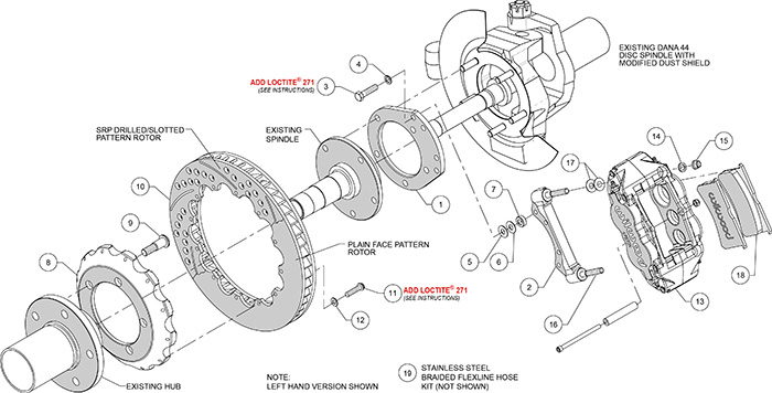 Forged Narrow Superlite 6R Big Brake Front Brake Kit (Hat) Assembly Schematic