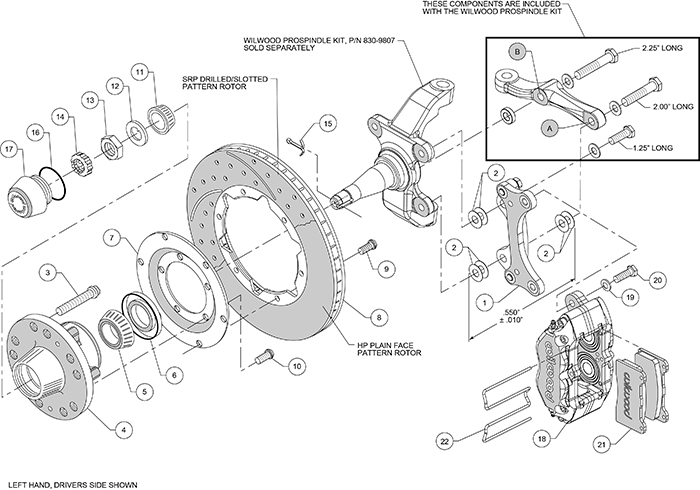 Dynapro Dust-Boot Pro Series Front Brake Kit Assembly Schematic