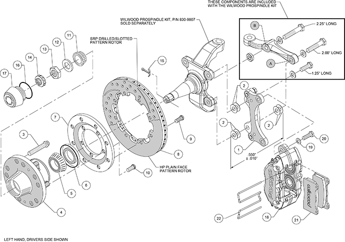 Dynapro Dust-Boot Big Brake Front Brake Kit (Hub) Assembly Schematic