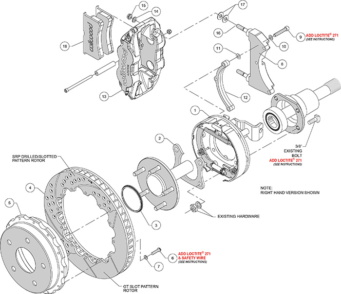 Forged Narrow Superlite 4R Big Brake Rear Parking Brake Kit Assembly Schematic