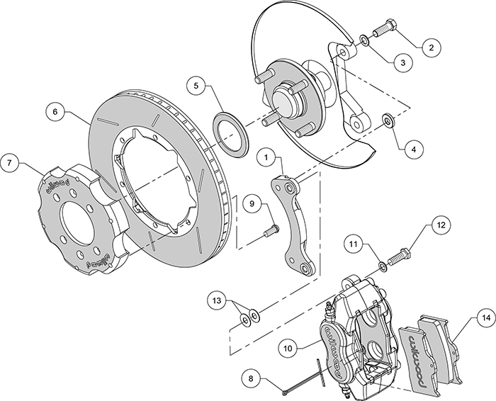 Forged Dynalite Big Brake Front Brake Kit (Hat) Assembly Schematic