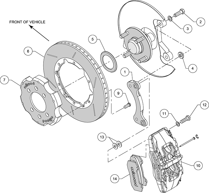 Forged Dynapro 6 Big Brake Front Brake Kit (Hat) Assembly Schematic