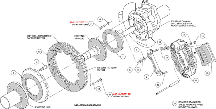 Forged Narrow Superlite 6R Big Brake Front Brake Kit (Hat) Assembly Schematic