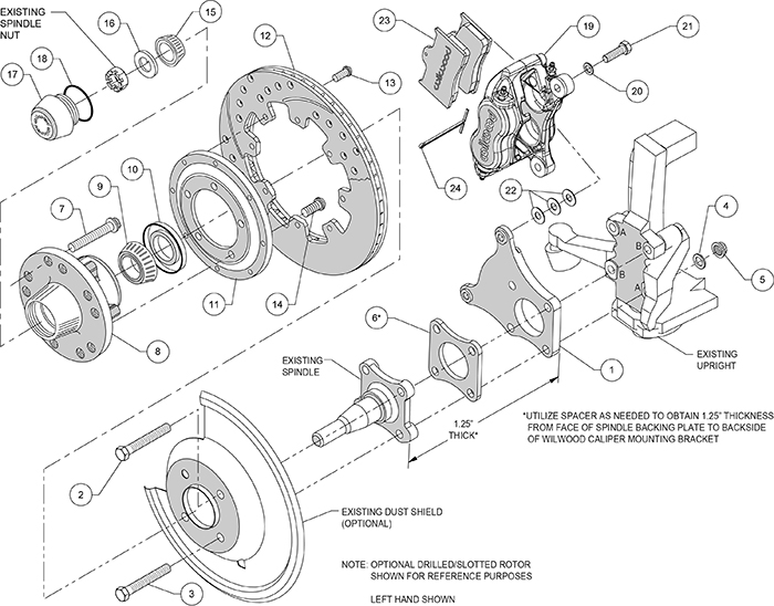 Forged Dynalite Big Brake Front Brake Kit (Hub) Assembly Schematic