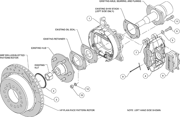 Forged Dynalite Rear Parking Brake Kit Assembly Schematic