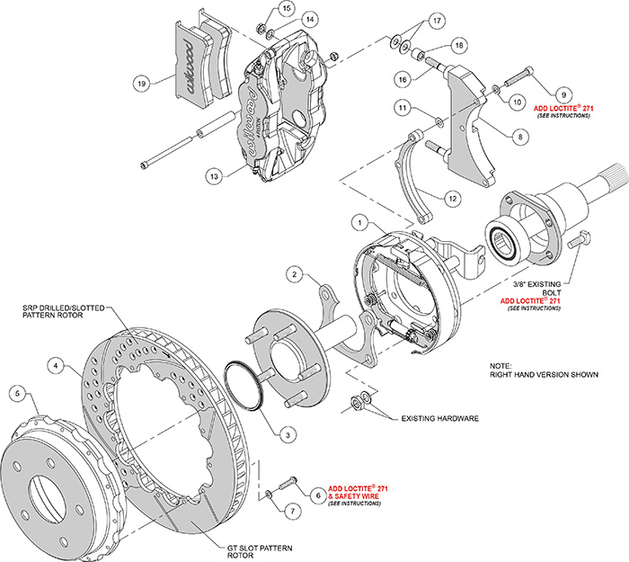 Forged Narrow Superlite 4R Big Brake Rear Parking Brake Kit Assembly Schematic