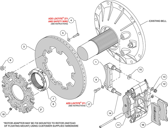 Billet Narrow Dynalite Radial Mount Sprint Inboard Brake Kit Assembly Schematic