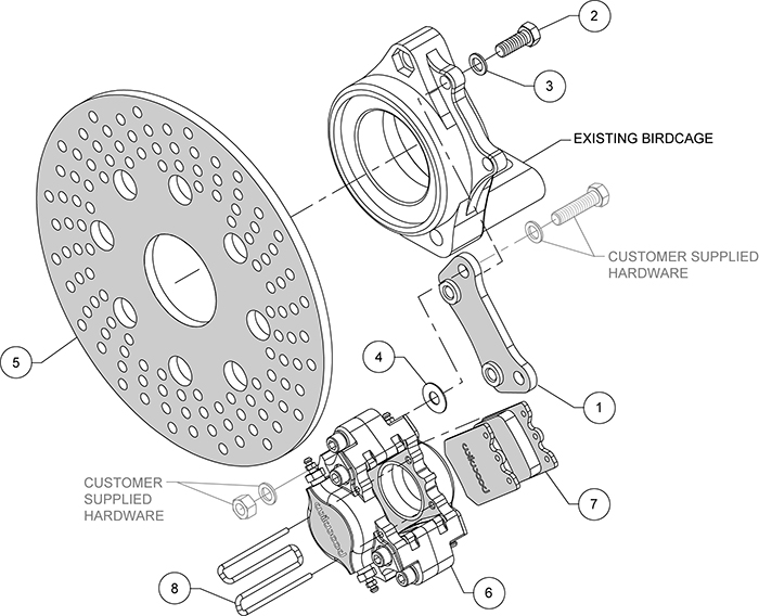 Dynapro Single Right Rear Brake Kit Assembly Schematic
