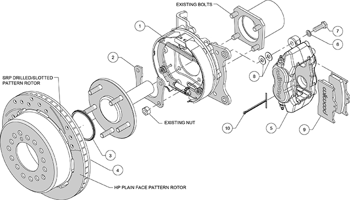 Forged Dynalite Rear Parking Brake Kit Assembly Schematic