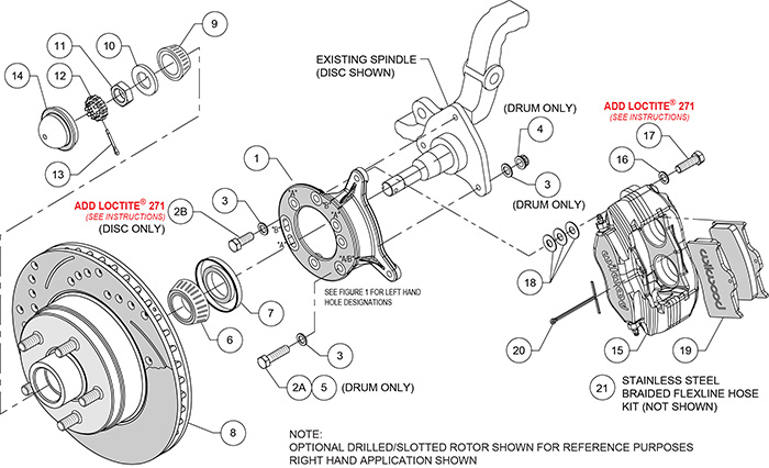 Classic Series Dynalite Front Brake Kit Assembly Schematic