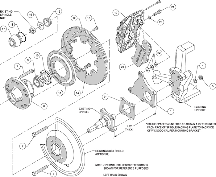 Forged Dynapro 6 Big Brake Front Brake Kit (Hub) Assembly Schematic