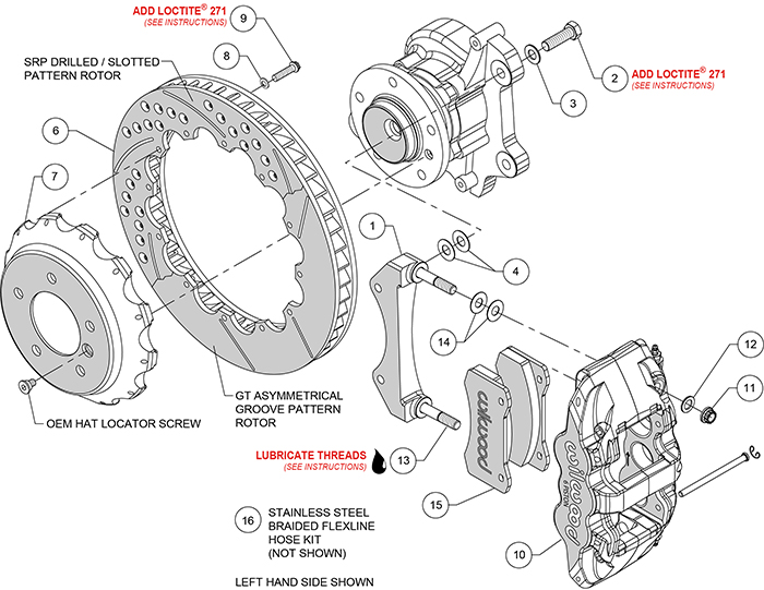 AERO6 Big Brake Front Brake Kit Assembly Schematic