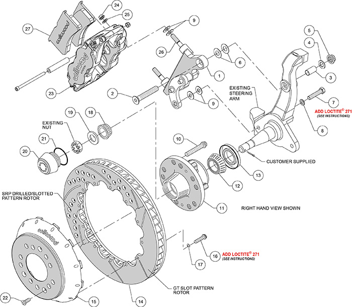 Forged Narrow Superlite 6R Big Brake Front Brake Kit (Hub) Assembly Schematic