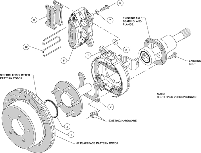 Dynapro Lug Mount Rear Parking Brake Kit Assembly Schematic