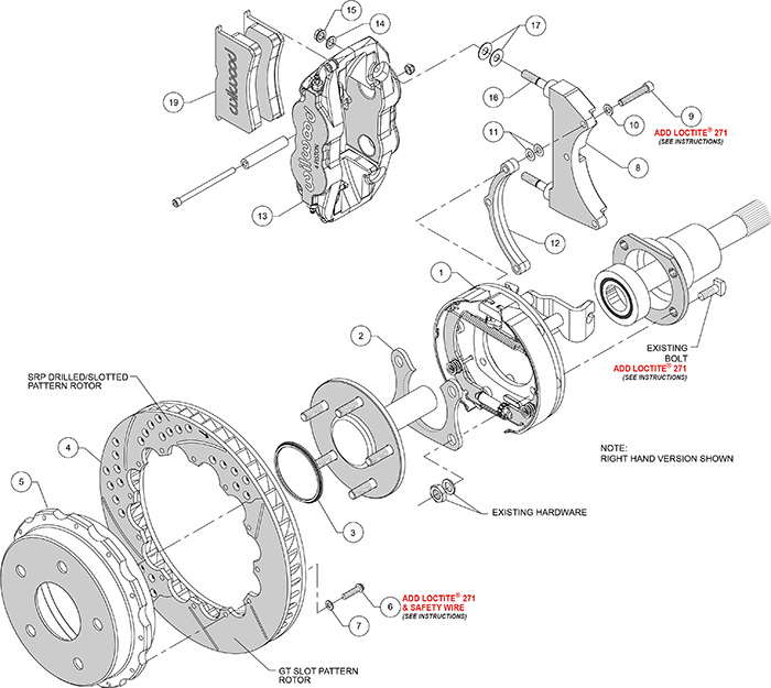 Forged Narrow Superlite 4R Big Brake Rear Parking Brake Kit Assembly Schematic