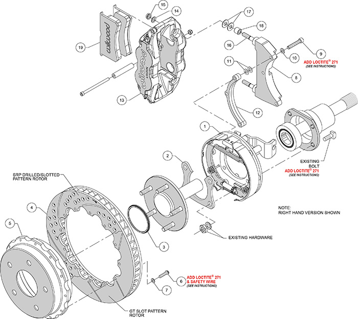 Forged Narrow Superlite 4R Big Brake Rear Parking Brake Kit Assembly Schematic