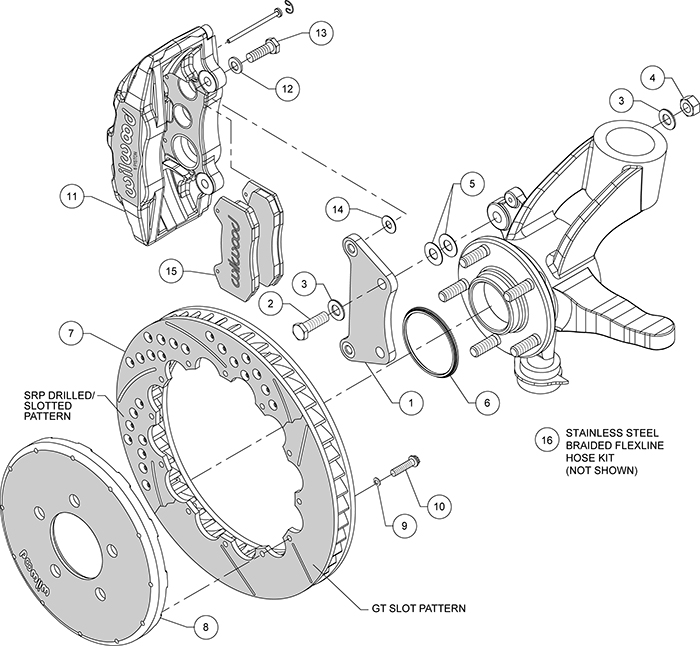 Forged Dynapro 6 Big Brake Front Brake Kit (Hat) Assembly Schematic