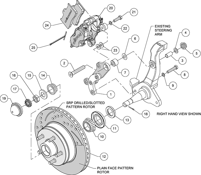 Classic Series Dynalite Front Brake Kit Assembly Schematic