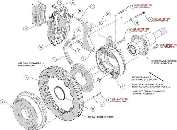 Forged Narrow Superlite 4R Big Brake Rear Parking Brake Kit Assembly Schematic