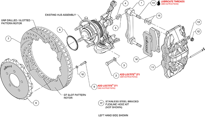 AERO6 Big Brake Front Brake Kit Assembly Schematic