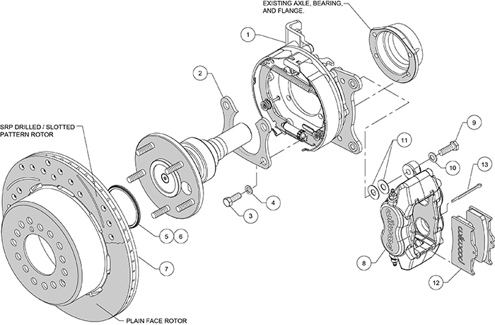 Forged Dynalite Rear Parking Brake Kit Assembly Schematic