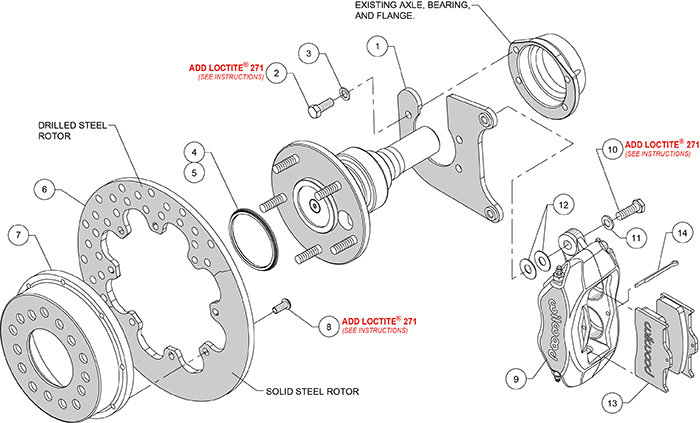 Forged Dynalite Rear Drag Brake Kit Assembly Schematic