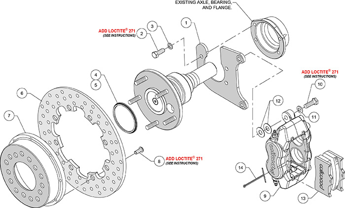 Forged Dynalite Rear Drag Brake Kit Assembly Schematic