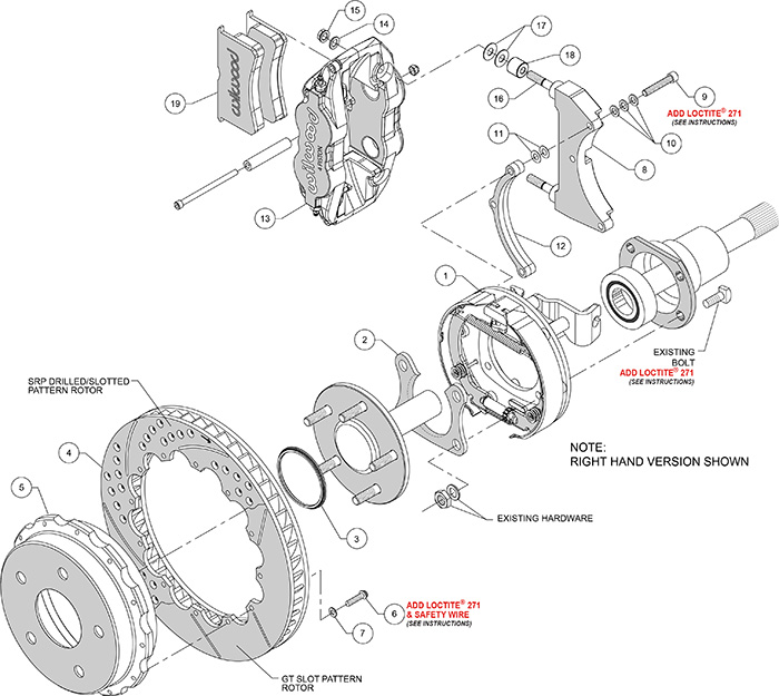 Forged Narrow Superlite 4R Big Brake Rear Parking Brake Kit Assembly Schematic