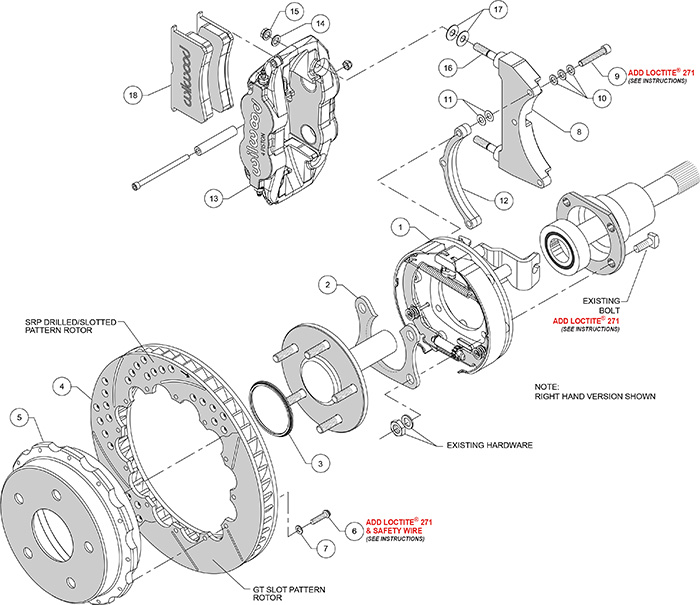 Forged Narrow Superlite 4R Big Brake Rear Parking Brake Kit Assembly Schematic