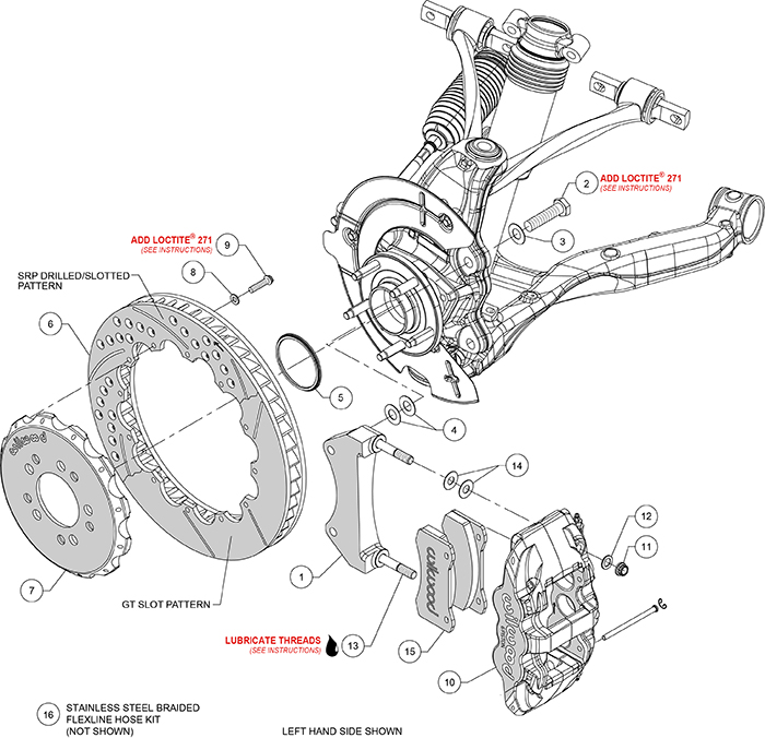 AERO6 Big Brake Front Brake Kit Assembly Schematic