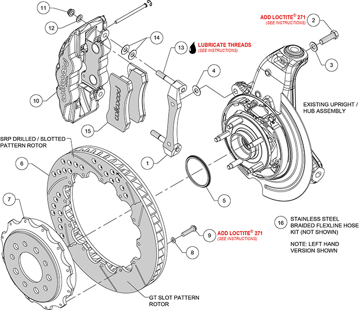 AERO4 Big Brake Rear Brake Kit For OE Parking Brake Assembly Schematic