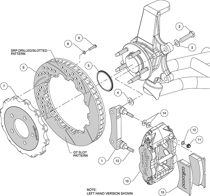 Forged Narrow Superlite 6R Big Brake Front Brake Kit (Hat) Assembly Schematic