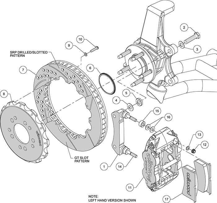 Forged Narrow Superlite 6R Big Brake Front Brake Kit (Hat) Assembly Schematic