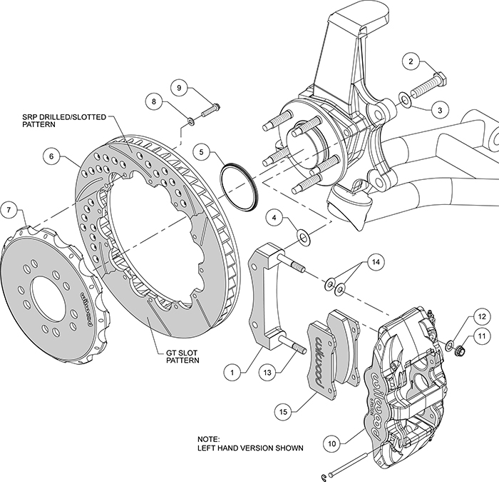 AERO6 Big Brake Front Brake Kit Assembly Schematic